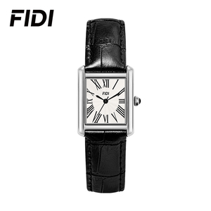 FIDI Women's Classic Rectangle Analog <b>Watch</b> with Roman Numeral Dial Rose Gold <b>Case</b> Brown Leather Strap Perfect for Daily Office - Product Image 2