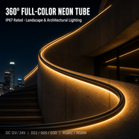 Tube de protection pour bande LED néon RGB, 360 degrés, D20 10mm, noir/blanc, diffusion flexible pour bande lumineuse néon et éclairage extérieur
