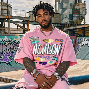 Vente en gros T-shirt 100% coton vierge surdimensionné en feuille d'argent pour hommes 260G poids lourd personnalisé grande taille 3d Logo t-shirt pour hommes - Product Image 1