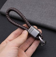 Porte-clés en corde tressée en cuir PU, porte-clés de voiture en alliage de zinc, lot en gros et vente en gros, porte-clés de voiture avec logo personnalisé, breloque de sac, fabrication OEM ODM