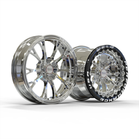 Jantes forgées sur mesure 17x4.5 15x10 5x120, polies, 10 rayons, noir brillant, avec beadlock fraisé pour Camaro ZL1, pour la course de dragster