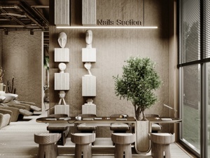 Luxury Organic Modern Nail Salon Display System with Onyx Stone Showcase and Spa Illuminated Wall Shelving - Product Image 6