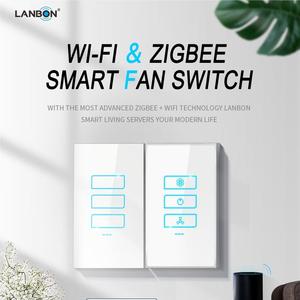 Lanbon Domótica EE. UU. Estándar Inteligente Wifi Zigbee Ventilador de techo Relé Regulador Interruptor - Product Image 2