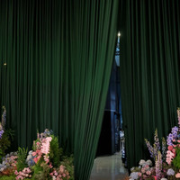 Rideaux de fond vert personnalisables en tissu de soie de lait et polyester, taille sur mesure, style européen, pour décoration de mariage et de fête
