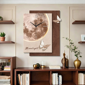 Horloge murale rétro <span class=keywords><strong>de</strong></span> style médiéval, <span class=keywords><strong>peinture</strong></span> nostalgique, motifs papillon et lune, art décoratif 3D en grès pour salons - Product Image 1