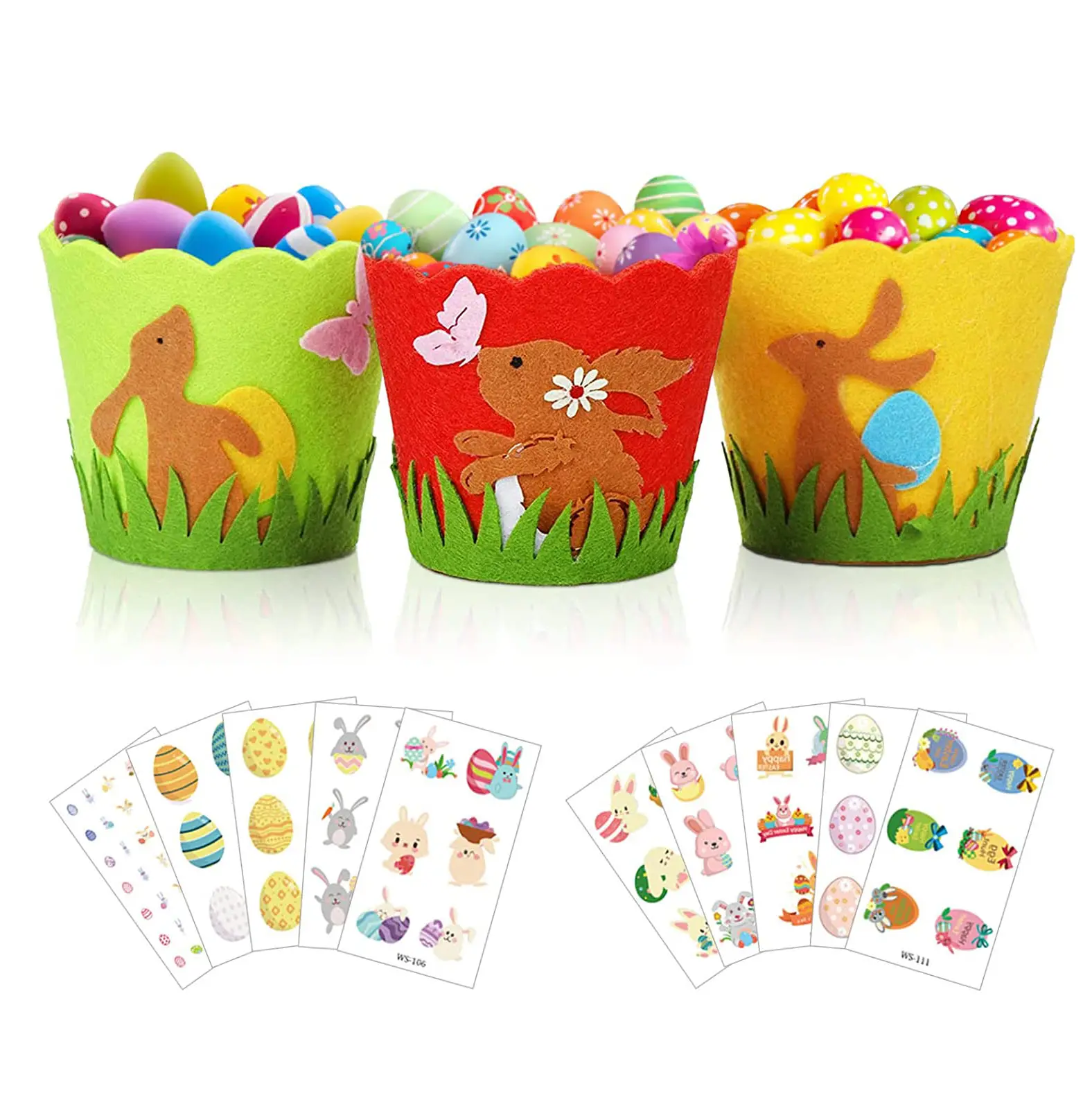 16x16cm sublimazione rotonda feltro Easter Bunny cestini pasqua Egg Hunt Candy sacchetti regalo per bambini decorazione a tema pasquale