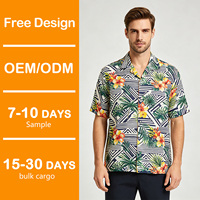 Chemise Hawaïenne Homme Personnalisée OEM en Coton Imprimé Jungle Coupe Ample Col Camp Manches Courtes pour Plage et Été