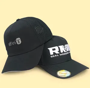 Premium Low Profile Design Fully Custom Logo Gorras Nylon Perforated Golf Baseball Cap Trucker Hat Black Waterproof Golf Hat Men