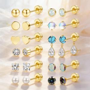 New Item Trendy Women's <strong>Daith</strong> Heart Piercing Stud <strong>Earrings</strong> Vertical Tragus Surface Stainless Steel 18K Gold Rainbow - Product Image 2