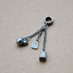 Silver Gourd <b>Bell</b> Charm Pendant Accessories For Necklace Bracelet Jewelry Findings With Fortune Character Plating Finish - Product Image 4