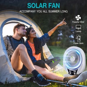 Ventilateur solaire avec lumière, alimenté par énergie solaire, rechargeable AC/DC, avec panneau solaire et ampoule LED pour éclairage de camping extérieur - Product Image 6