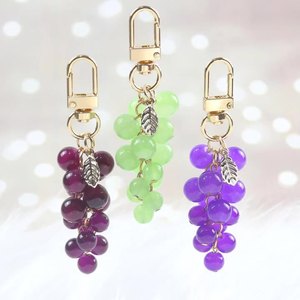 Crystal Glass Grape Fruit Keychain Decoration Women Bag Pendant Cute Ladies Key Chain Car <b>Keyring</b> Mini Handbags Backpacks <b>Charm</b> - Product Image 3