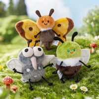 Porte-clés en peluche amusants en forme d'insectes avec rembourrage en coton PP (mouche, libellule, moustique) pour breloques de sac et souvenirs créatifs