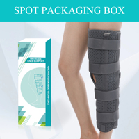 Attelle de genou à trois panneaux HKJD : Attelle de genou orthopédique réglable avec 3 panneaux, soutien post-opératoire, polyester noir