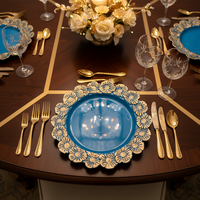 Assiettes de présentation de luxe haut de gamme de 13 pouces pour mariages, motif personnalisé, réutilisables pour hôtels, dîners et événements