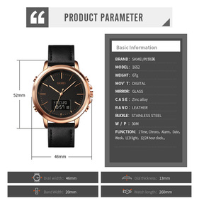 Relojes SKMEI 1652 con Correas de Metal y Cuero Genuino, Doble Hora, 3ATM, <span class=keywords><strong>Buena</strong></span> Venta - Product Image 6