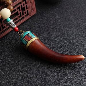 Vintage Long Necklace Handmade Turquoise Wood <b>Beads</b> Necklace for Men Women Fashion Jewelry - Product Image 4