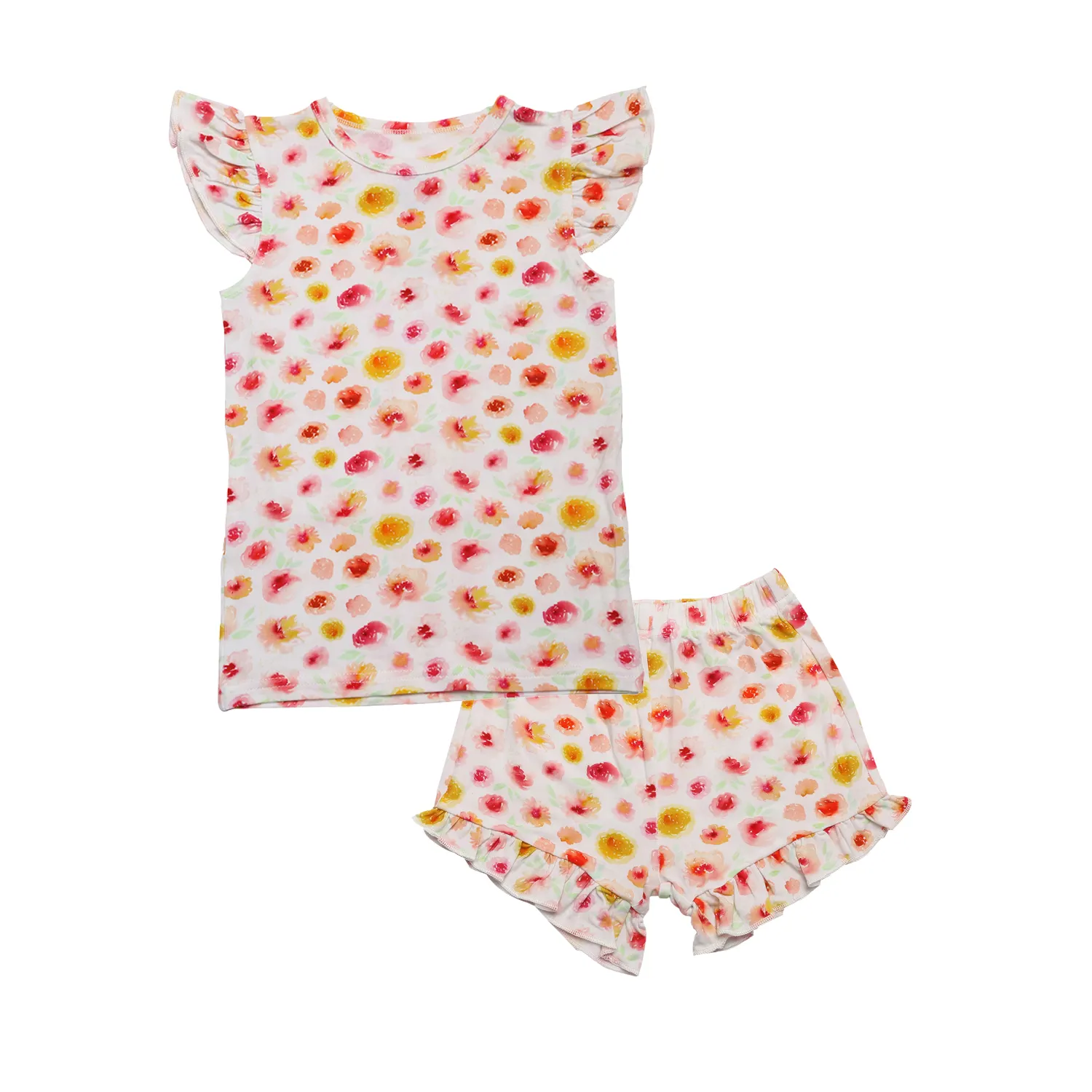 Sleeveless Frills Organic Cotton Baby Girl Sleeveless Set Kids Ruffles Vest And Bloomers