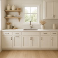 Meuble de cuisine sous évier de style américain moderne-traditionnel, couleur unie, avec panneau en mélamine, construction durable