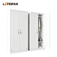 Armoire de rangement en acier durable à 2 portes avec 1 miroir sur la porte/1 penderie/2 étagères réglables