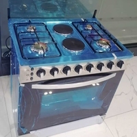 Cuisinière verticale X avec 4 brûleurs à gaz et 2 électriques, four fonctionnant au gaz, brûleur en acier inoxydable avec four