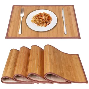 Natural table dinner woven bamboo set placemat natural bamboo table placemats for dishes