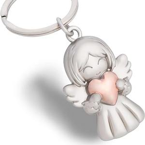 سلسلة مفاتيح ملاك للفتيات اللطيفة ، سلسلة مفاتيح معدنية آمنة للأطفال ، هدايا ولي الأمر على شكل قلب ، قلادة حارس ، سلسلة مفاتيح - Product Image 1