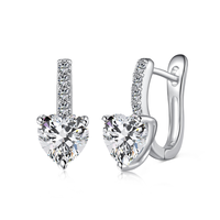 Dylam Luxueux Bijoux fins pour femmes Dress Up Boucles d'oreilles en argent sterling 925 hypoallergénique 5A Cubic Zirconia Love Heart Shape Hoop