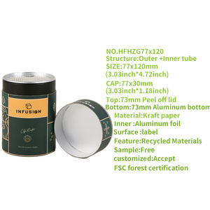 Đầy Màu Sắc Cấp Thực Phẩm Giấy Lon Với Bề Mặt Dập Nổi Xi Lanh Vòng Rỗng Bao Bì Cho Trà Cà Phê Thực Phẩm Không Khí Chặt Chẽ Nắp - Product Image 5