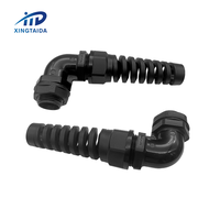 Passe-câble en nylon étanche IP68 basse tension M16 M20 M25, joint à 90 degrés avec atténuateur de tension spiralé