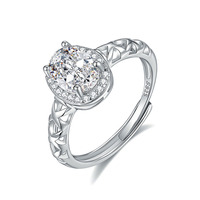 Bague de mode certifiée GRA en gros, bague ajustable en argent sterling S925 avec moissanite couleur D en forme d'œuf de pigeon pour femme