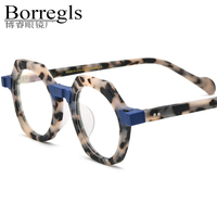 Monture de lunettes Borregls en acétate mat pour femme, de marque, design octogonal, lunettes rétro polygonales, lunettes optiques homme 19234