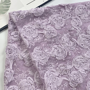 Tela de Encaje Nigeriana de Lujo, Elegante, con Flores Bordadas, Transpirable y Ligera, para Vestido Aso Ebi - Product Image 3