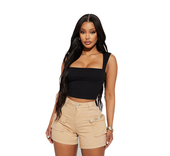 Women's Tank Tops Ribbed Top - Black  Corset Tops For Women