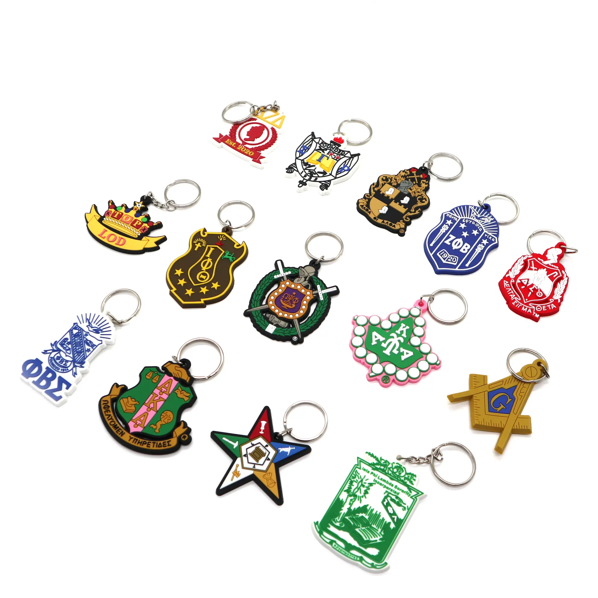 All Groups HBCU Greek Letters PVC Keychain Rubber Plastic Key Chain Sorority Fraternity Gifts Sets