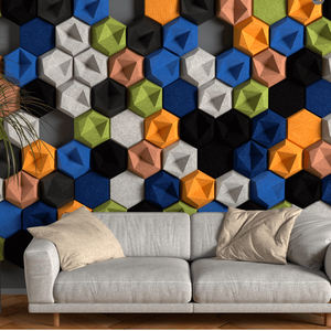 Venta al por mayor de tableros de paneles acústicos de absorción acústica 100% PET <span class=keywords><strong>pintura</strong></span> de diferentes formas DIY materiales de insonorización poliéster - Product Image 6