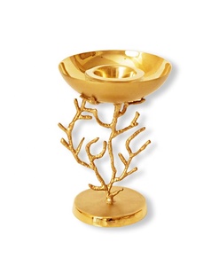 Ensemble de 3 bougeoirs en métal doré fondant et dégoulinant de cire Design contemporain en aluminium Décoration de table Salon Chambre à coucher - Product Image 4