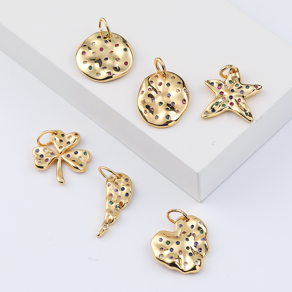 Brass Gold Plated acssessory jewelry bezel Pave Eyelash Frame Charm For Jewelry Making