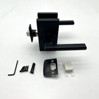 Serrure de porte à levier droit noir mat en alliage de zinc massif, quincaillerie minimaliste pour portes intérieures modernes en bois