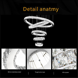 JYLIGHTING <span class=keywords><strong>Lampadario</strong></span> Moderno Decorativo Combinazione di Prodotti Illuminazione <span class=keywords><strong>ad</strong></span> Anello Rotondo <span class=keywords><strong>Lampadario</strong></span> in Cristallo - Product Image 5
