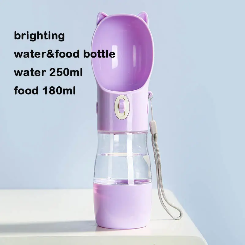 زجاجة ماء متعددة الوظائف للحيوانات الأليفة مع زجاجة مياه محمولة للسفر من البلاستيك للطعام