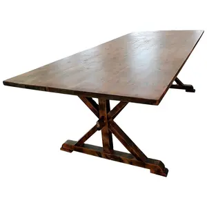 Prese di fabbrica tavolo da fattoria pieghevole in legno di nuovo stile con sedia con schienale in Corss