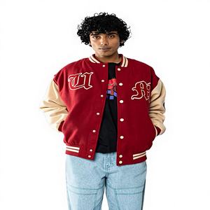 Manches personnalisées avec logo brodé en chenille, respirantes, antibactériennes, pour l'hiver, style basketball vintage, course, col montant, décontractées, avec lettres - Product Image 3