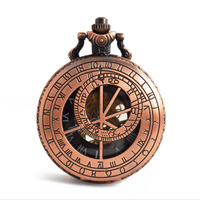 Montre de poche mécanique antique Boshiya Prague, cadran demi-chasseur, style steampunk, squelette, avec chaîne, cadeau Guangdong