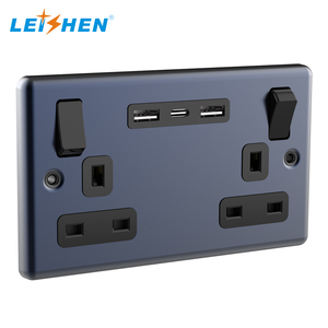 Ổ cắm điện tường LEISHEN kim loại màu xám mờ, hai lỗ, chuẩn UK, 2 <span class=keywords><strong>gang</strong></span>, 13 Amp, có công tắc, dành cho thị trường Anh/Châu Phi - Product Image 4