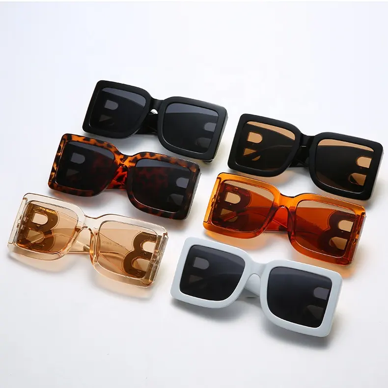Высокое качество классические черные дизайнерские солнцезащитные очки Буква B негабаритная рамка Квадратные ретро солнцезащитные очки унисекс Модные оттенки