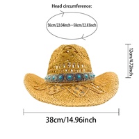 Chapeaux de cowboy en paille personnalisés style bohème western avec concho turquoise et argenté pour adultes – Idéal pour les vacances à la plage, les festivals de musique et les fêtes – Vente en gros