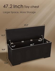 <span class=keywords><strong>Banc</strong></span> de rangement moderne en bois massif écologique et durable, 47,2 po, 2 tiroirs, charnières de sécurité, pour chaussures, salon/chambre, hôtel, montage facile - Product Image 3