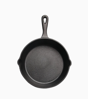 Ensemble d'ustensiles de cuisine, poêle à frire en fonte à fond plat avec revêtement en huile végétale, poignée longue, capacité 1-2L, compatible gaz et induction