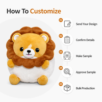 Peluche Lion Rond Adorable, Jouet en Peluche Personnalisé, Figurine Douce avec Logo sur l'Emballage, Cadeau, Faible MOQ, Service OEM ODM, Fournisseur Direct